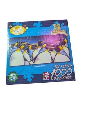 Serendipity Blue Penguin Party Jumbo 1000-Piece Puzzle